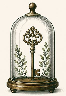 The Hidden Curio bell-jar emblem